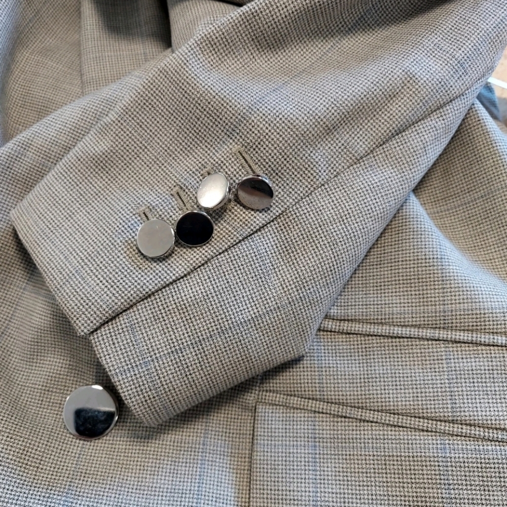 Hugo Boss Womens Blazer Size 14 Gray Blue Plaid Jarinary Virgin Wool Jacket New - Picture 5 of 11